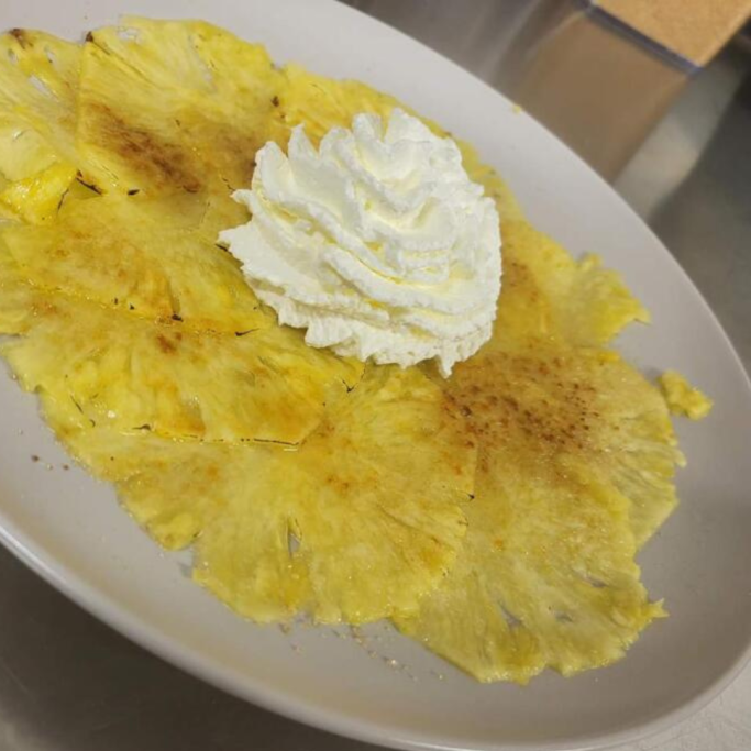 dessert du jour carpaccio ananas restaurant atelier de julien biganos 